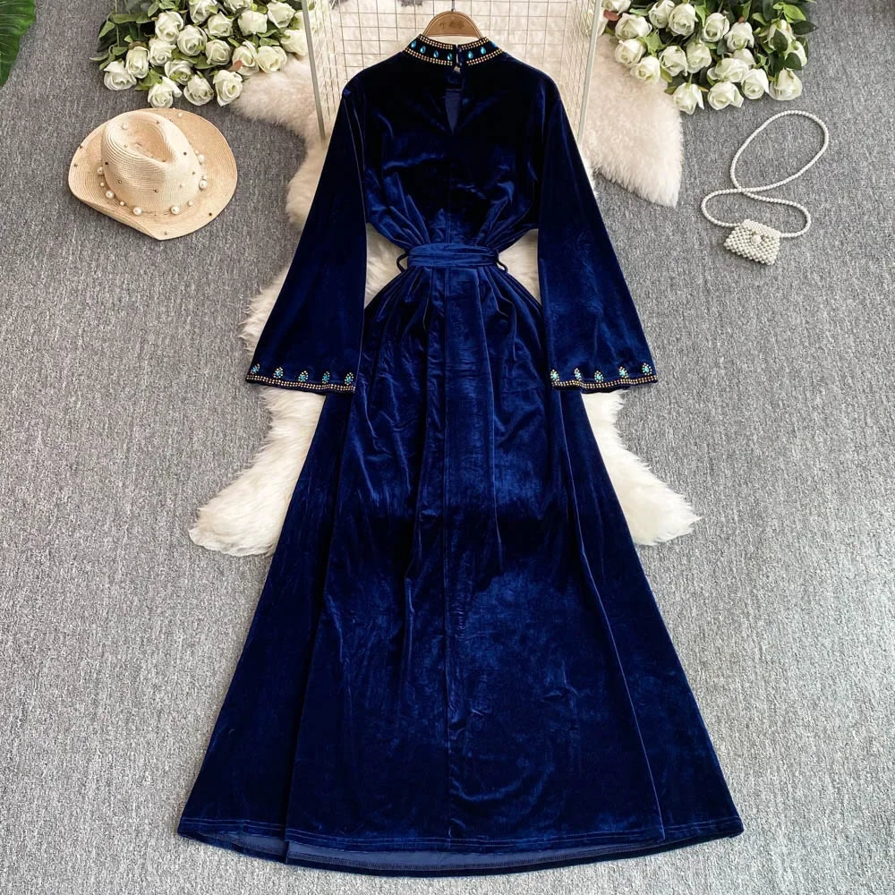 Noir Velvet Crystal Dress