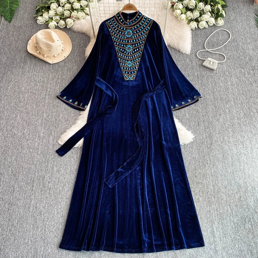 Noir Velvet Crystal Dress