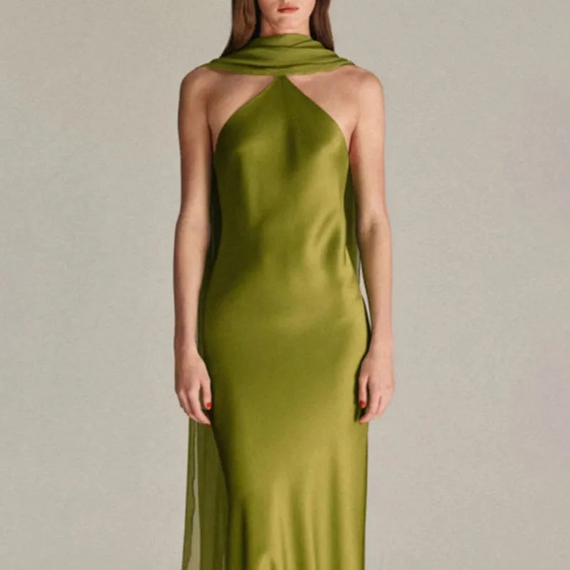 Riviera Halter Satin Gown