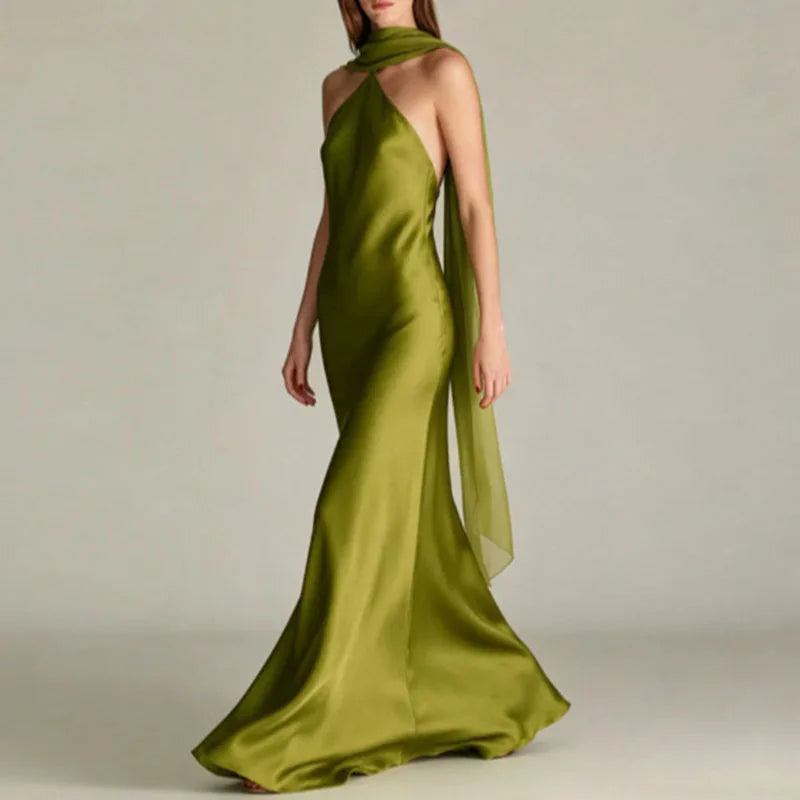 Riviera Halter Satin Gown