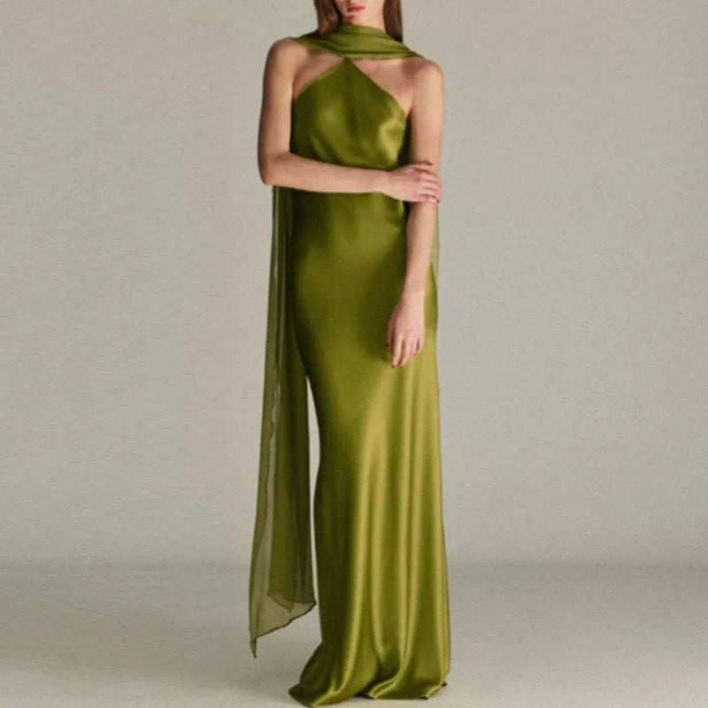 Riviera Halter Satin Gown