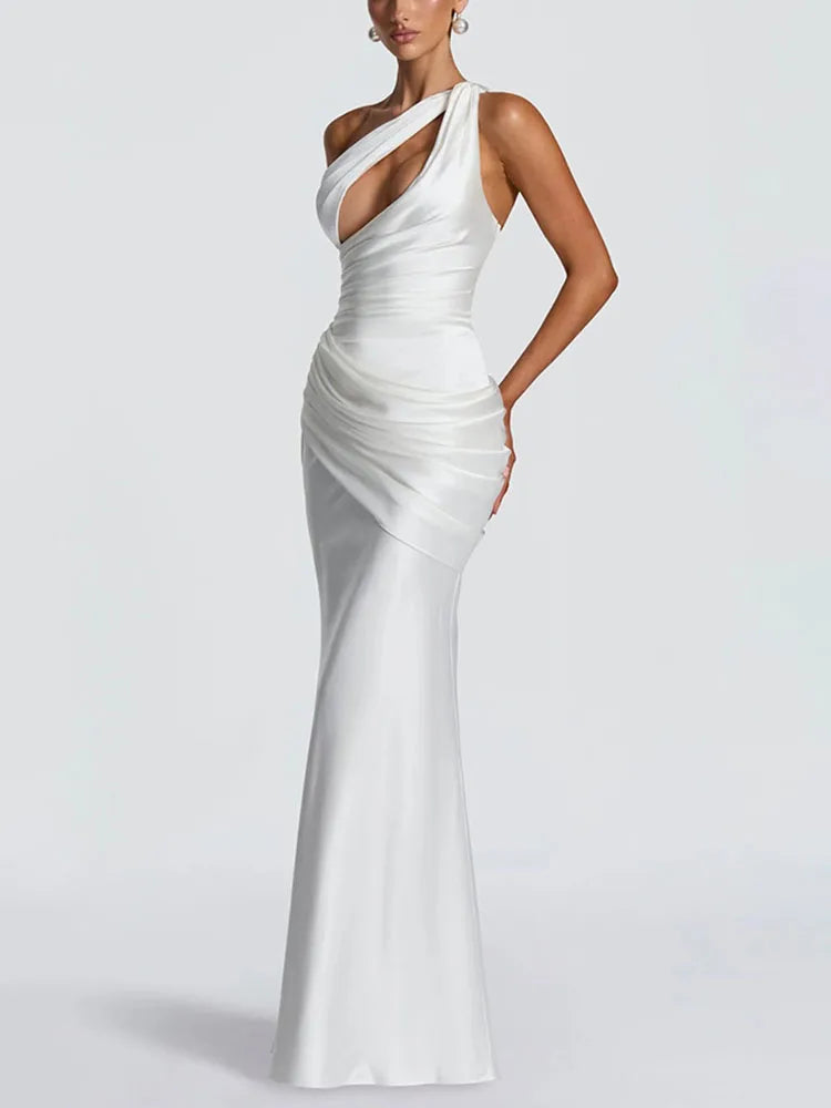 Émeraude One-Shoulder Satin Gown