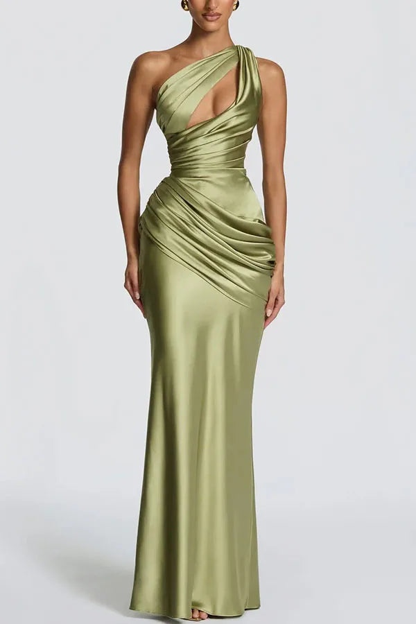 Émeraude One-Shoulder Satin Gown