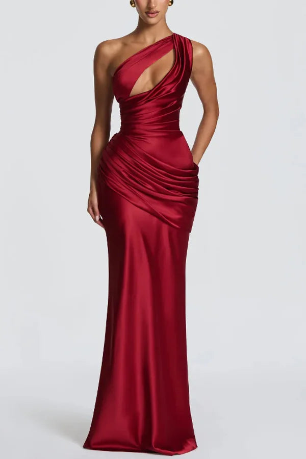 Émeraude One-Shoulder Satin Gown
