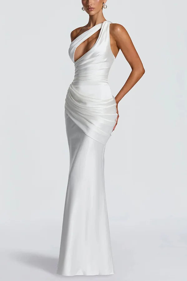 Émeraude One-Shoulder Satin Gown
