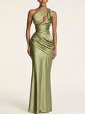 Émeraude One-Shoulder Satin Gown