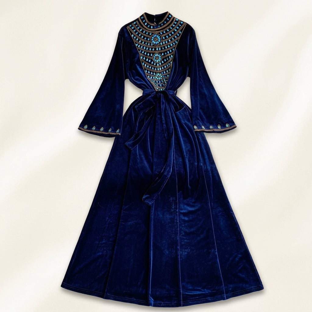 Noir Velvet Crystal Dress
