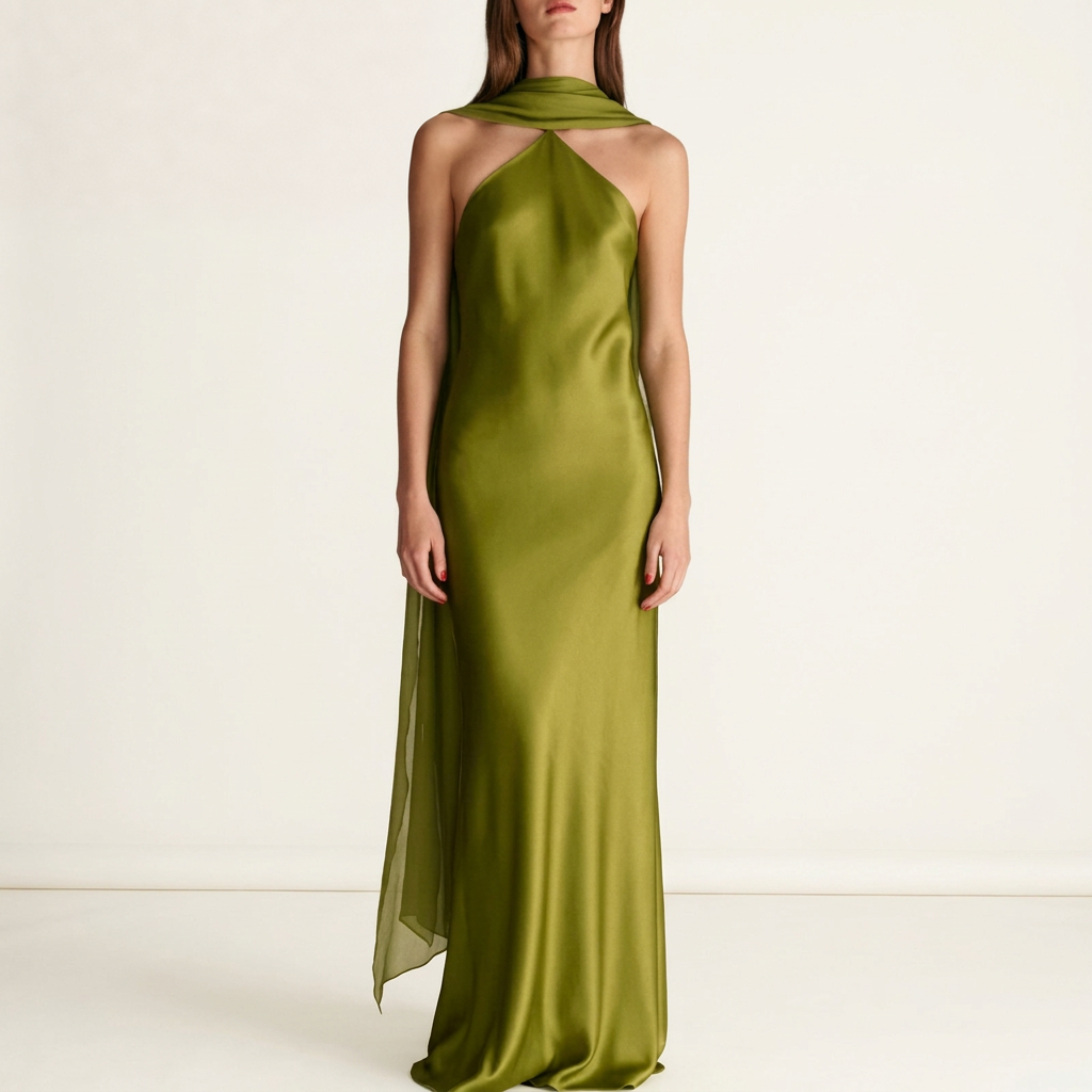 Riviera Halter Satin Gown